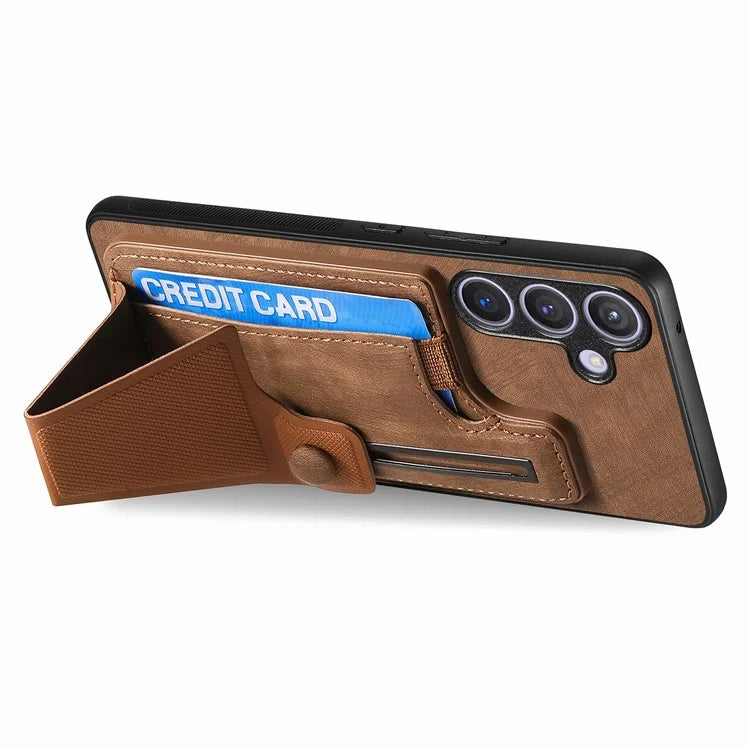 D13 For Samsung Galaxy S24+ Case Retro Leather+TPU Kickstand Cover with Card Holder