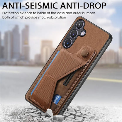 D13 For Samsung Galaxy S24+ Case Retro Leather+TPU Kickstand Cover with Card Holder