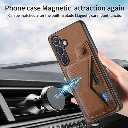 D13 For Samsung Galaxy S24+ Case Retro Leather+TPU Kickstand Cover with Card Holder