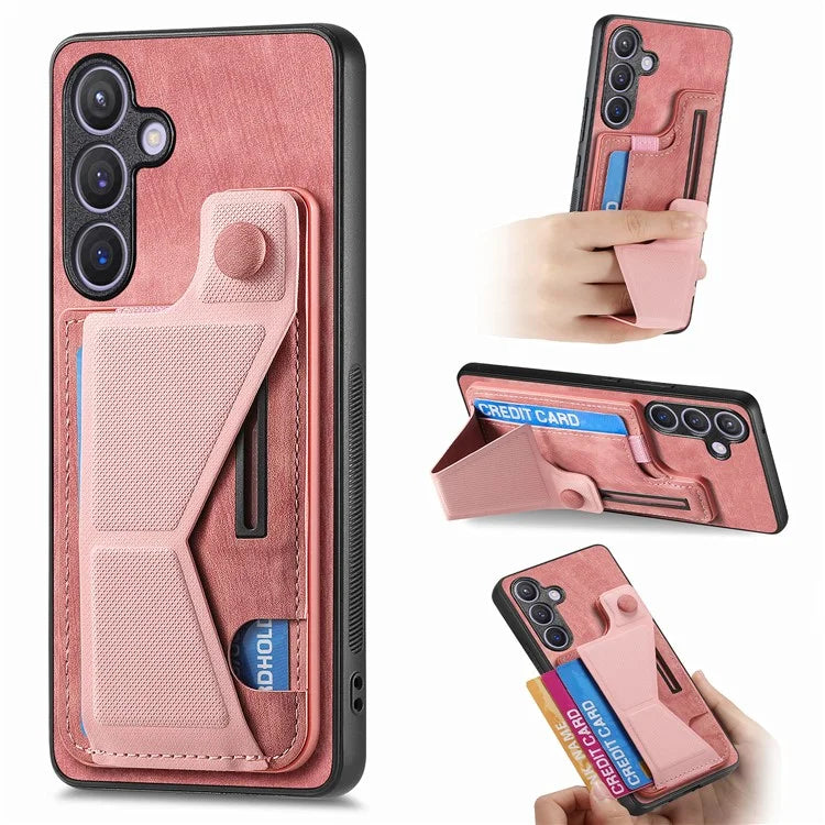 D13 For Samsung Galaxy S24+ Case Retro Leather+TPU Kickstand Cover with Card Holder