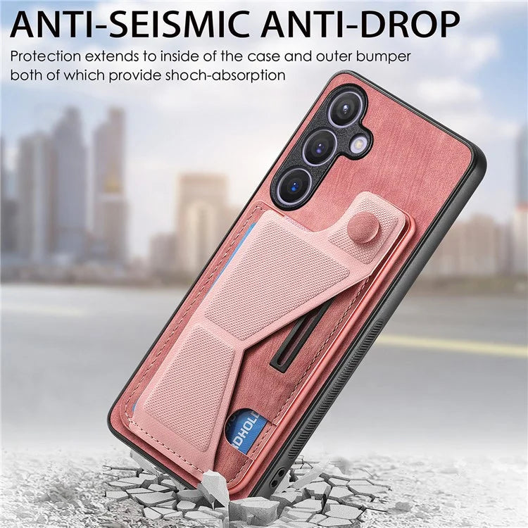 D13 For Samsung Galaxy S24+ Case Retro Leather+TPU Kickstand Cover with Card Holder
