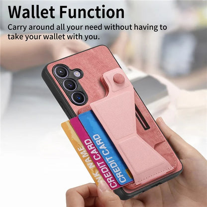 D13 For Samsung Galaxy S24+ Case Retro Leather+TPU Kickstand Cover with Card Holder