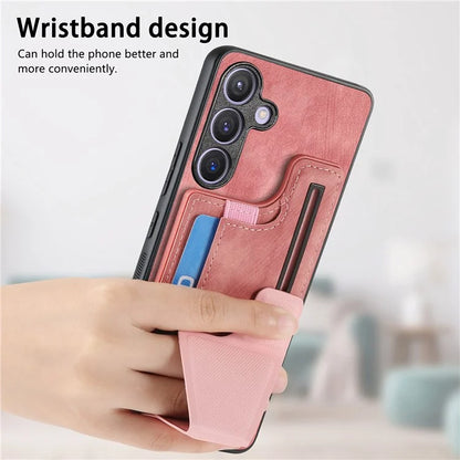 D13 For Samsung Galaxy S24+ Case Retro Leather+TPU Kickstand Cover with Card Holder