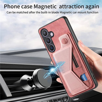 D13 For Samsung Galaxy S24+ Case Retro Leather+TPU Kickstand Cover with Card Holder