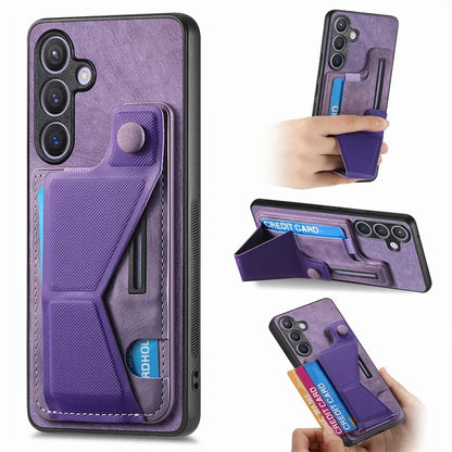 D13 For Samsung Galaxy S24+ Case Retro Leather+TPU Kickstand Cover with Card Holder