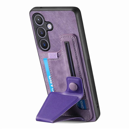 D13 For Samsung Galaxy S24+ Case Retro Leather+TPU Kickstand Cover with Card Holder