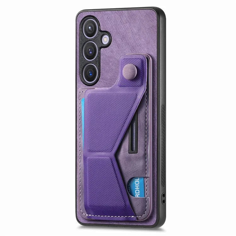 D13 For Samsung Galaxy S24+ Case Retro Leather+TPU Kickstand Cover with Card Holder