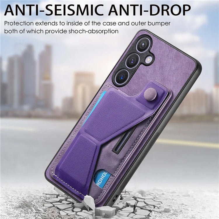 D13 For Samsung Galaxy S24+ Case Retro Leather+TPU Kickstand Cover with Card Holder