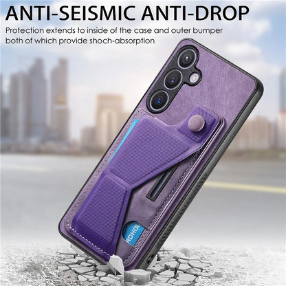 D13 For Samsung Galaxy S24+ Case Retro Leather+TPU Kickstand Cover with Card Holder