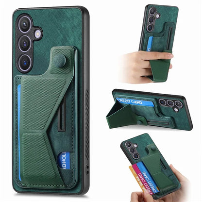 D13 For Samsung Galaxy S24+ Case Retro Leather+TPU Kickstand Cover with Card Holder