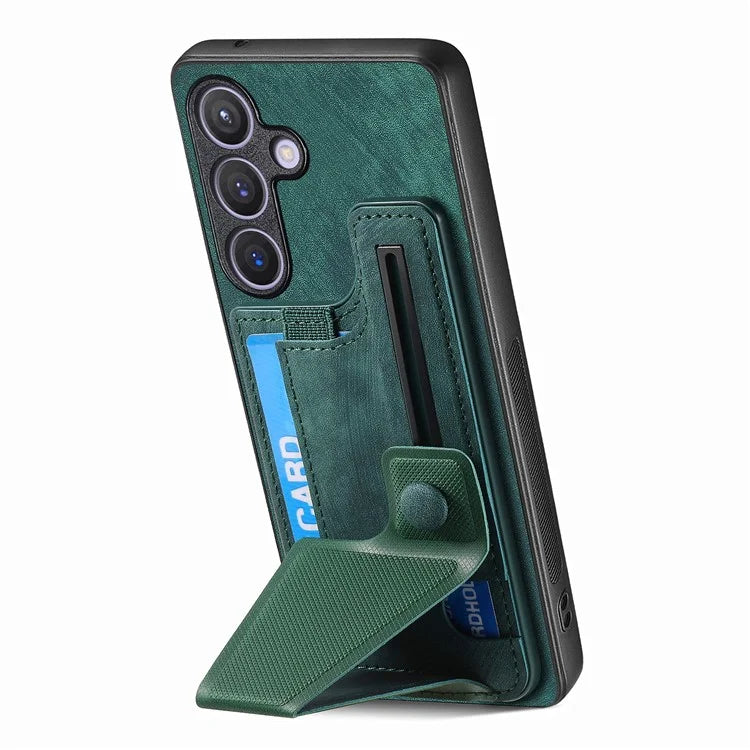 D13 For Samsung Galaxy S24+ Case Retro Leather+TPU Kickstand Cover with Card Holder