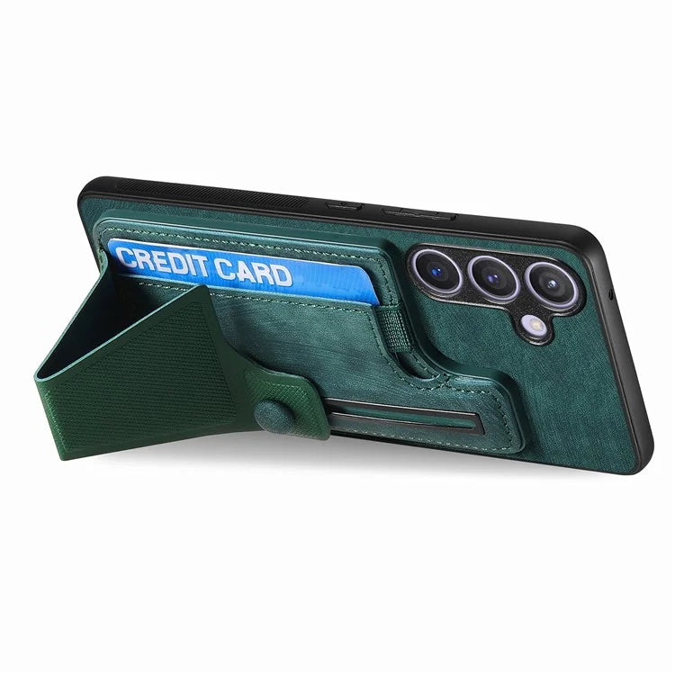 D13 For Samsung Galaxy S24+ Case Retro Leather+TPU Kickstand Cover with Card Holder