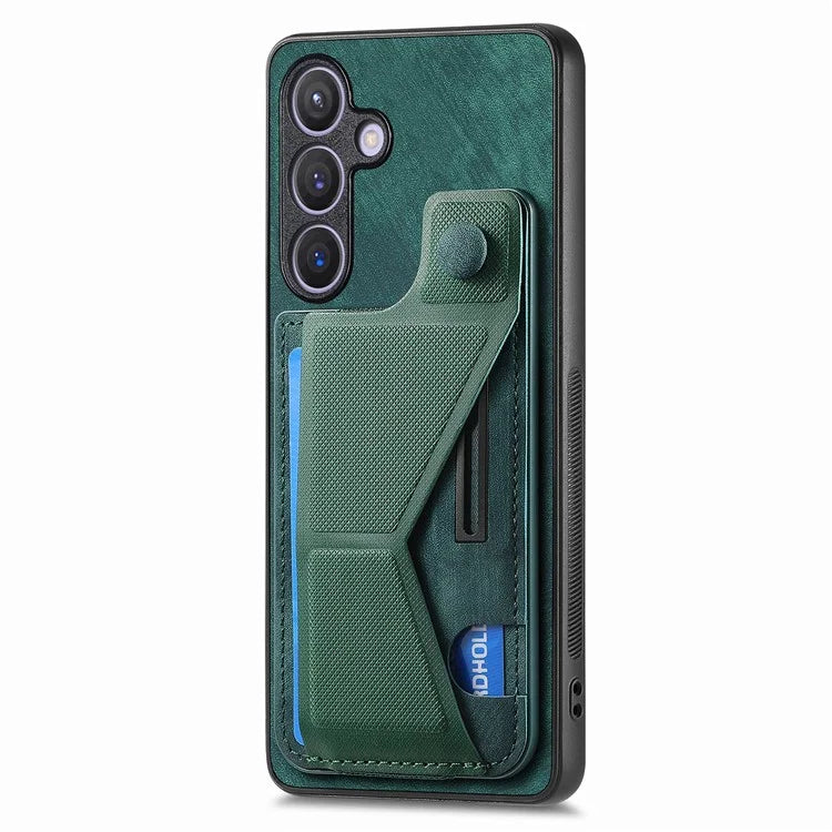 D13 For Samsung Galaxy S24+ Case Retro Leather+TPU Kickstand Cover with Card Holder