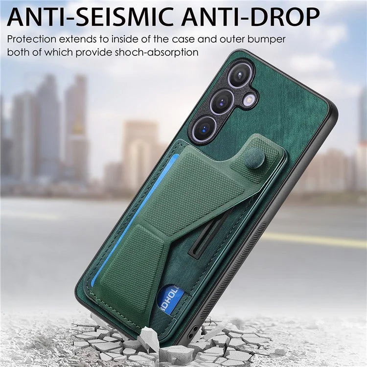 D13 For Samsung Galaxy S24+ Case Retro Leather+TPU Kickstand Cover with Card Holder