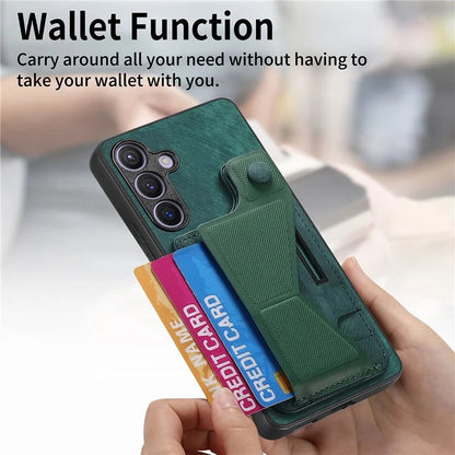 D13 For Samsung Galaxy S24+ Case Retro Leather+TPU Kickstand Cover with Card Holder