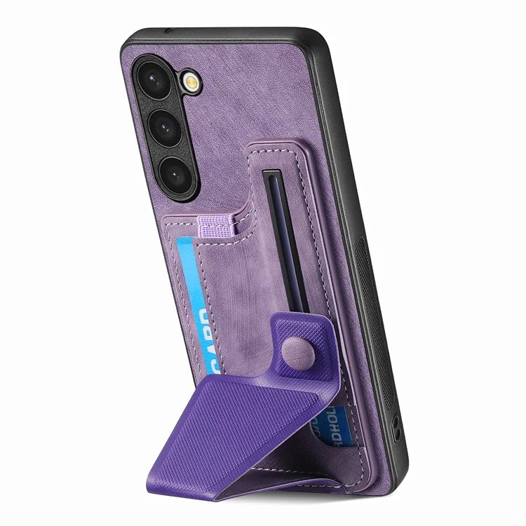 D13 For Samsung Galaxy S23 Case Retro PU+TPU Card Slot Phone Case with Kickstand