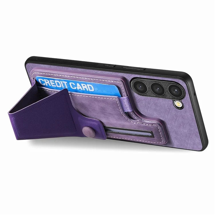 D13 For Samsung Galaxy S23 Case Retro PU+TPU Card Slot Phone Case with Kickstand