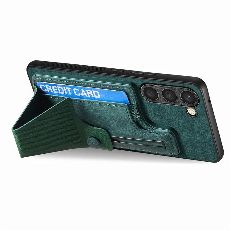 D13 For Samsung Galaxy S23 Case Retro PU+TPU Card Slot Phone Case with Kickstand
