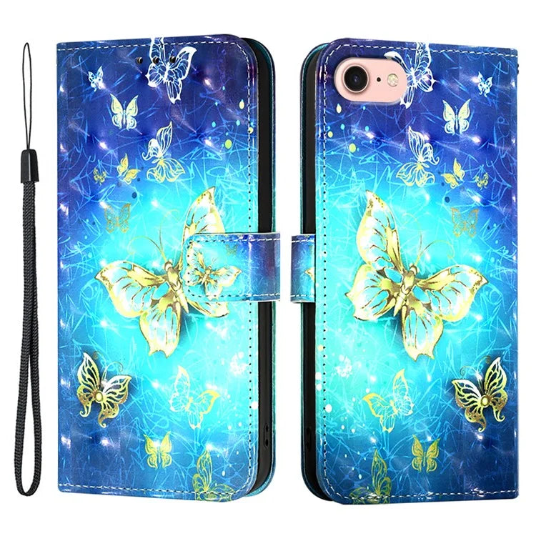 YB Pattern Printing Leather Series-2 For iPhone SE (2024) Protective Case with Hand Strap