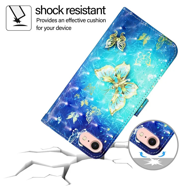 YB Pattern Printing Leather Series-2 For iPhone SE (2024) Protective Case with Hand Strap