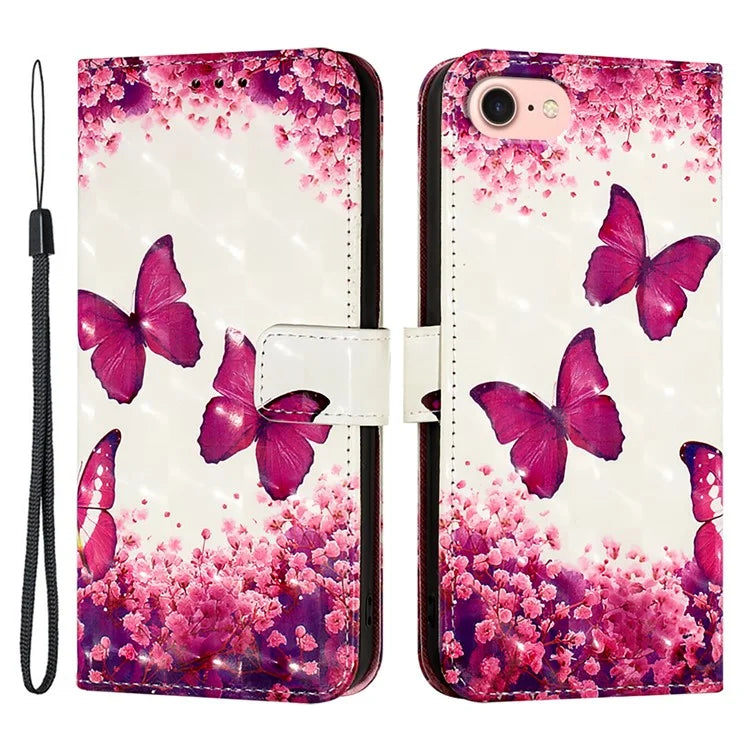 YB Pattern Printing Leather Series-2 For iPhone SE (2024) Protective Case with Hand Strap