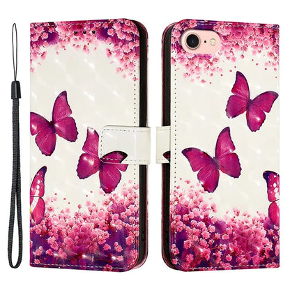 YB Pattern Printing Leather Series-2 For iPhone SE (2024) Protective Case with Hand Strap