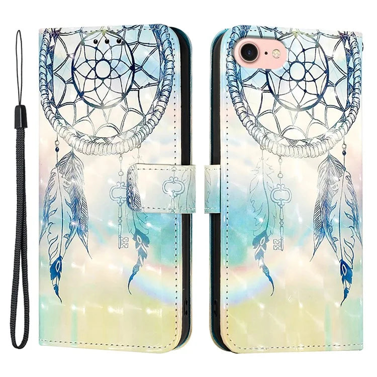 YB Pattern Printing Leather Series-2 For iPhone SE (2024) Protective Case with Hand Strap