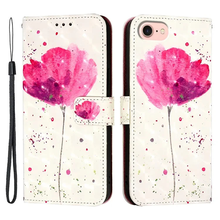 YB Pattern Printing Leather Series-2 For iPhone SE (2024) Protective Case with Hand Strap