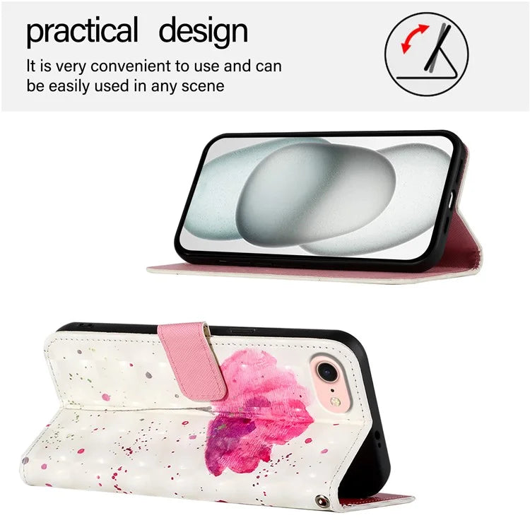 YB Pattern Printing Leather Series-2 For iPhone SE (2024) Protective Case with Hand Strap