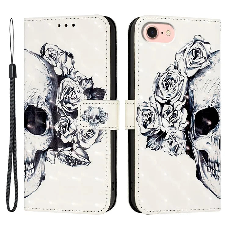 YB Pattern Printing Leather Series-2 For iPhone SE (2024) Protective Case with Hand Strap