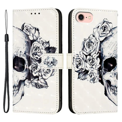 YB Pattern Printing Leather Series-2 For iPhone SE (2024) Protective Case with Hand Strap