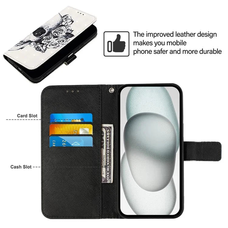 YB Pattern Printing Leather Series-2 For iPhone SE (2024) Protective Case with Hand Strap