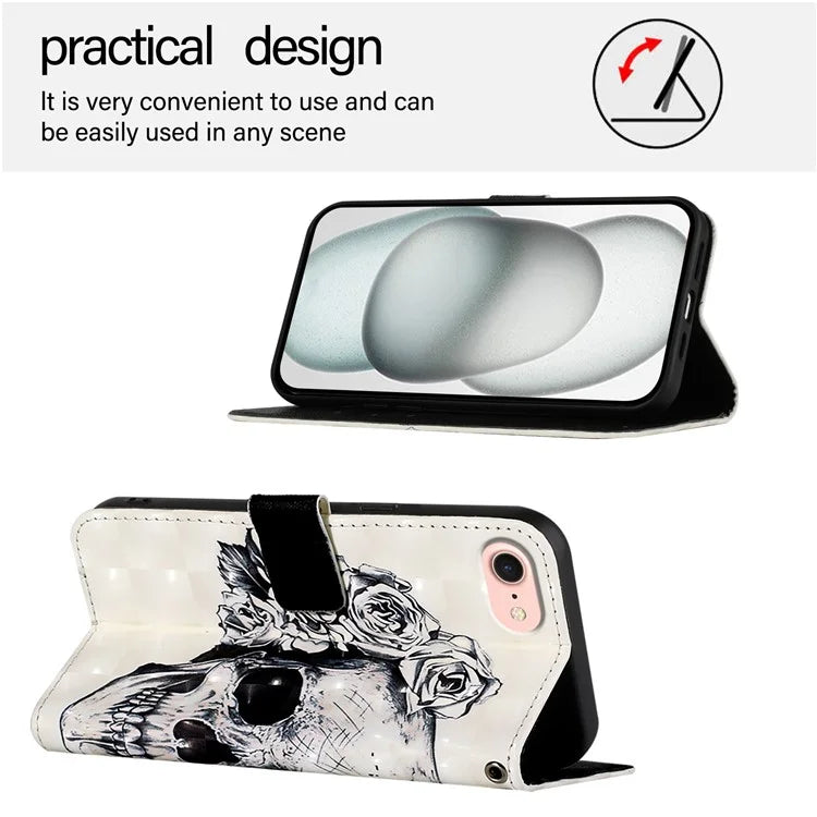 YB Pattern Printing Leather Series-2 For iPhone SE (2024) Protective Case with Hand Strap