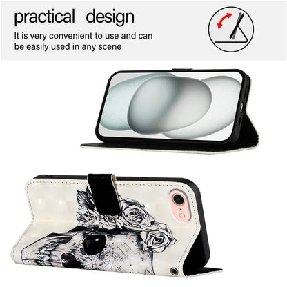 YB Pattern Printing Leather Series-2 For iPhone SE (2024) Protective Case with Hand Strap