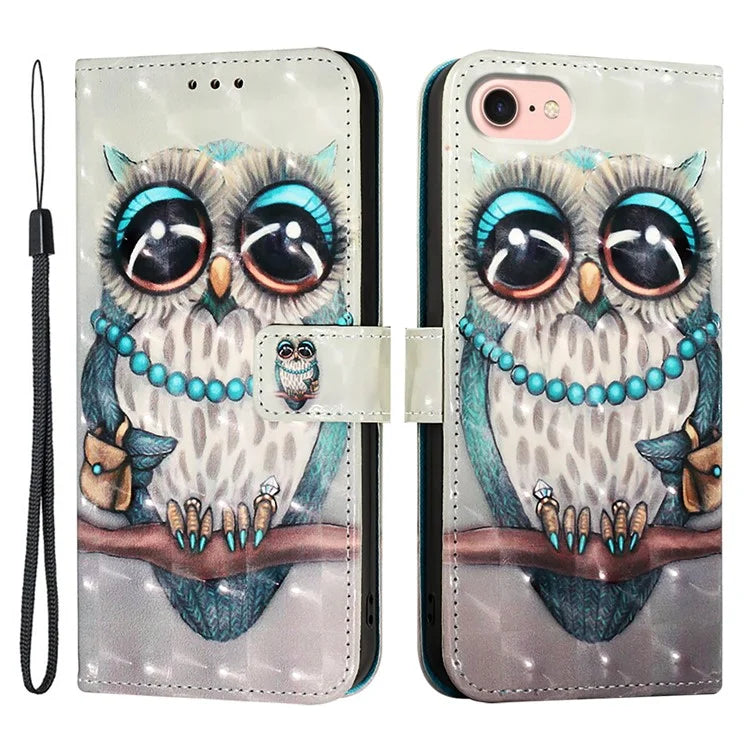 YB Pattern Printing Leather Series-2 For iPhone SE (2024) Protective Case with Hand Strap