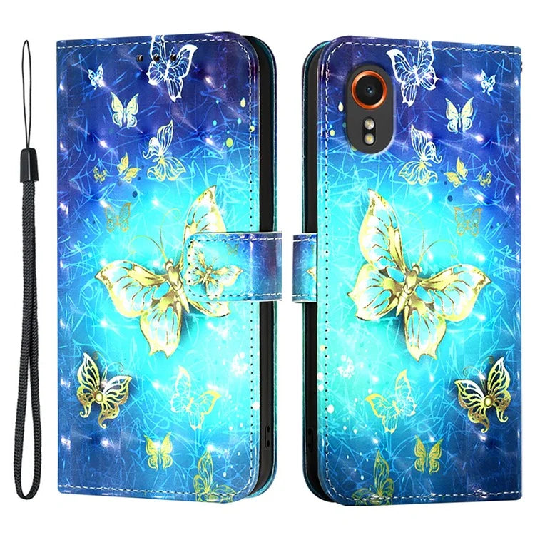 YB Pattern Printing Leather Series-2 For Samsung Galaxy Xcover7 Case Magnetic Card Slots Protective Shell