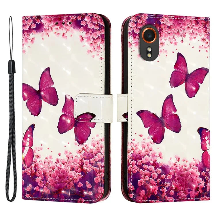 YB Pattern Printing Leather Series-2 For Samsung Galaxy Xcover7 Case Magnetic Card Slots Protective Shell