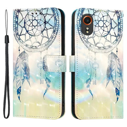 YB Pattern Printing Leather Series-2 For Samsung Galaxy Xcover7 Case Magnetic Card Slots Protective Shell