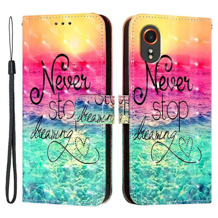 YB Pattern Printing Leather Series-2 For Samsung Galaxy Xcover7 Case Magnetic Card Slots Protective Shell