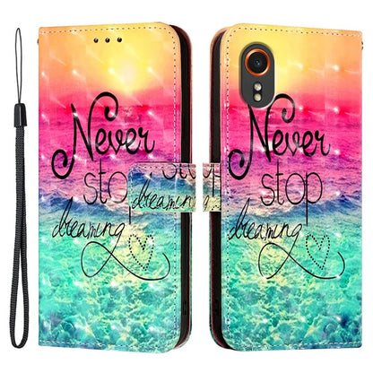 YB Pattern Printing Leather Series-2 For Samsung Galaxy Xcover7 Case Magnetic Card Slots Protective Shell