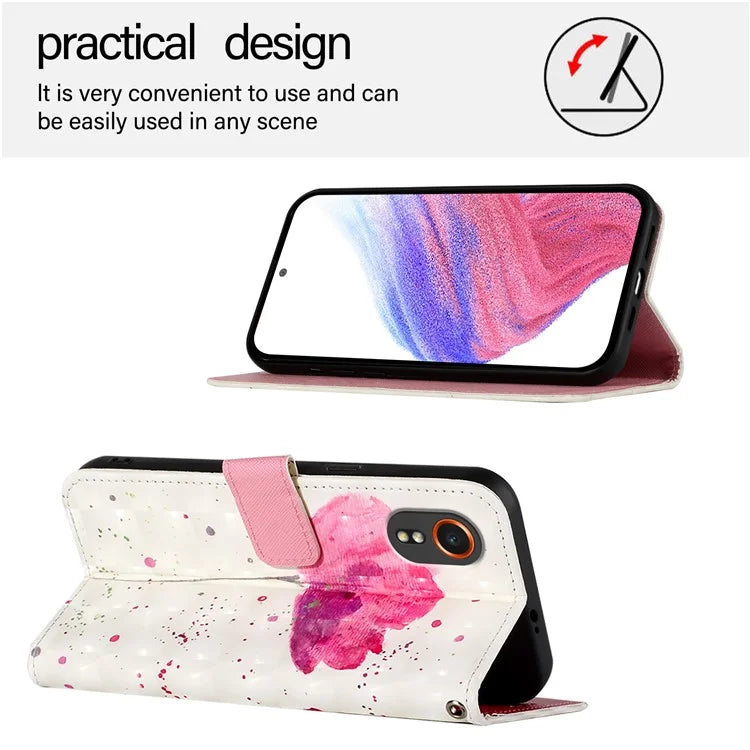 YB Pattern Printing Leather Series-2 For Samsung Galaxy Xcover7 Case Magnetic Card Slots Protective Shell
