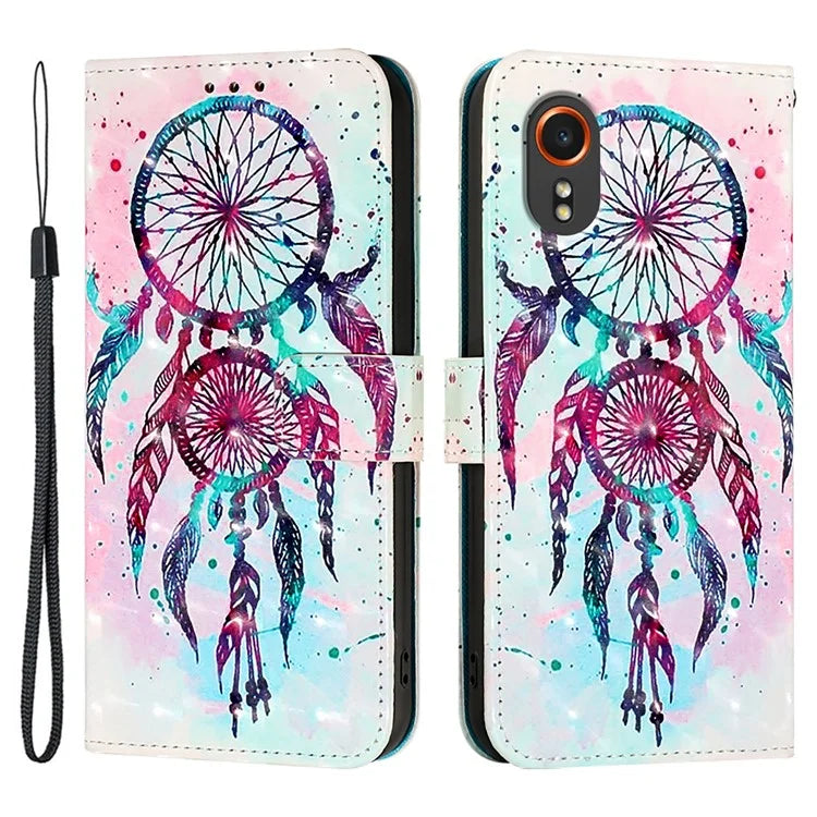 YB Pattern Printing Leather Series-2 For Samsung Galaxy Xcover7 Case Magnetic Card Slots Protective Shell