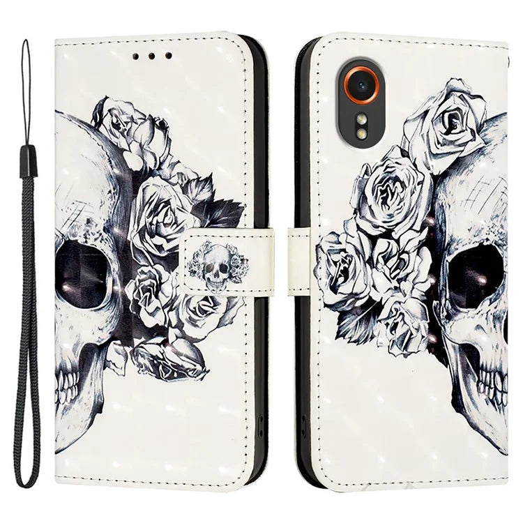 YB Pattern Printing Leather Series-2 For Samsung Galaxy Xcover7 Case Magnetic Card Slots Protective Shell