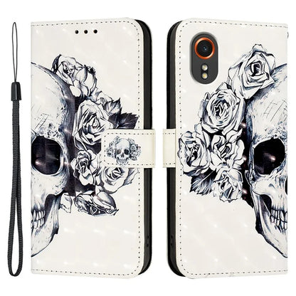 YB Pattern Printing Leather Series-2 For Samsung Galaxy Xcover7 Case Magnetic Card Slots Protective Shell