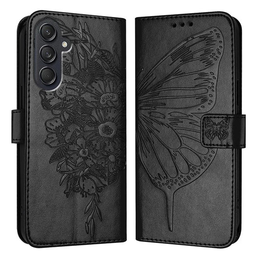 YB Imprinting Series-4 For Samsung Galaxy M55 5G / C55 5G / F55 5G Case Butterfly Flower Flip Wallet Leather Phone Cover