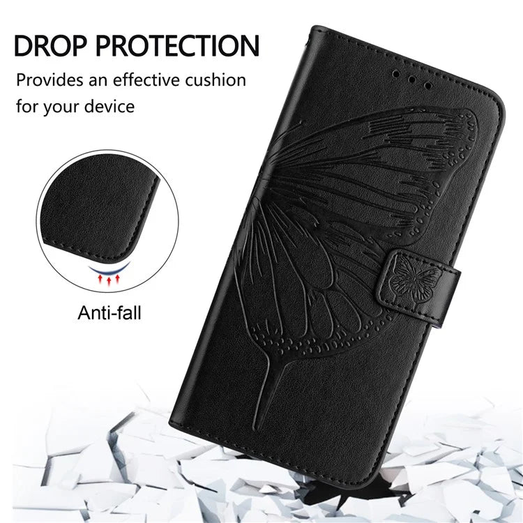 YB Imprinting Series-4 For Samsung Galaxy M55 5G / C55 5G / F55 5G Case Butterfly Flower Flip Wallet Leather Phone Cover