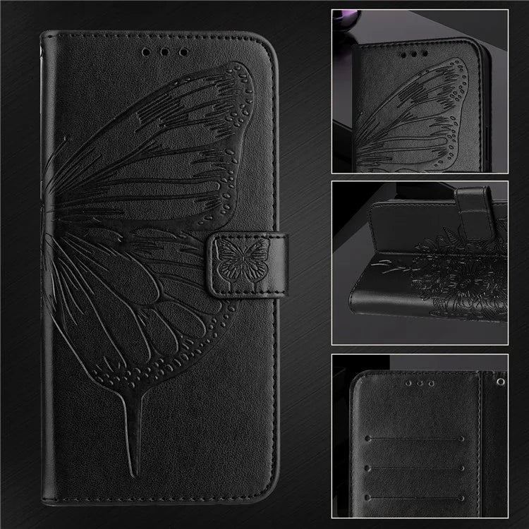 YB Imprinting Series-4 For Samsung Galaxy M55 5G / C55 5G / F55 5G Case Butterfly Flower Flip Wallet Leather Phone Cover