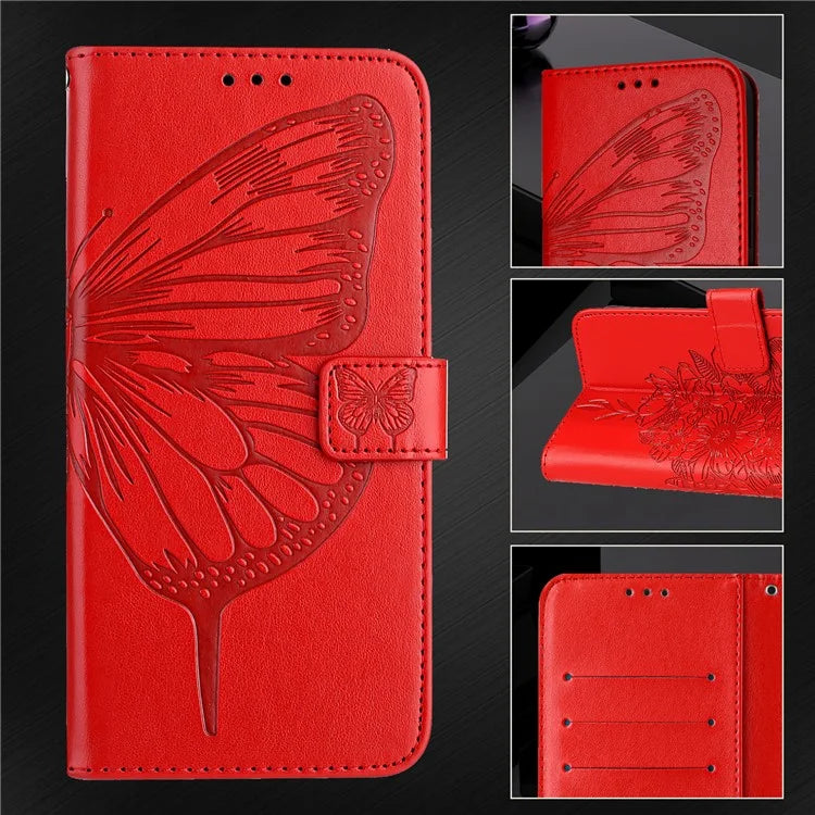 YB Imprinting Series-4 For Samsung Galaxy M55 5G / C55 5G / F55 5G Case Butterfly Flower Flip Wallet Leather Phone Cover