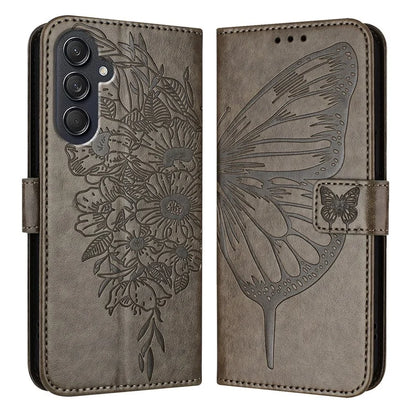 YB Imprinting Series-4 For Samsung Galaxy M55 5G / C55 5G / F55 5G Case Butterfly Flower Flip Wallet Leather Phone Cover