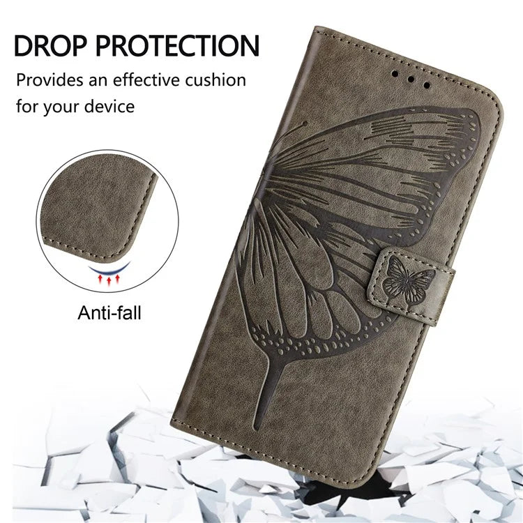 YB Imprinting Series-4 For Samsung Galaxy M55 5G / C55 5G / F55 5G Case Butterfly Flower Flip Wallet Leather Phone Cover